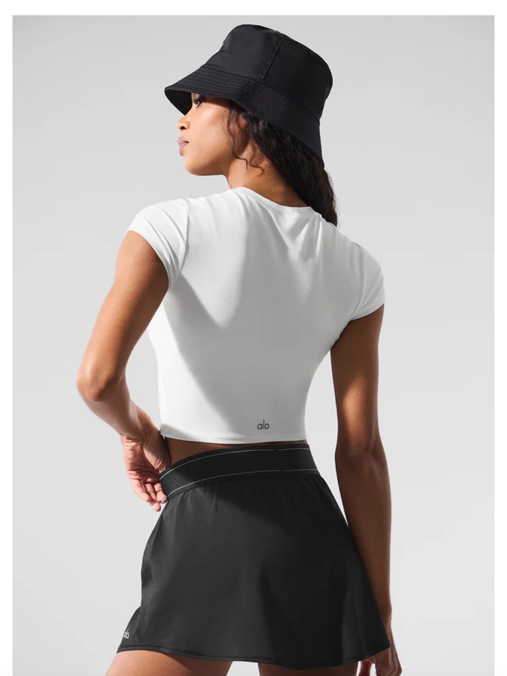 Alo Womens Alosoft White Crop Finesse Short Sleeve Small